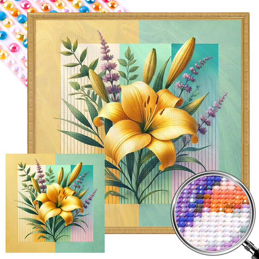 AB Diamond Painting - Full Round - Yellow lily bouquet (40*40CM)
