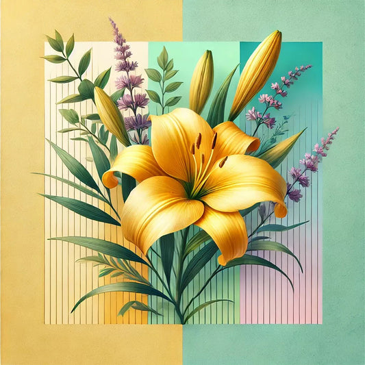 AB Diamond Painting - Full Round - Yellow lily bouquet (40*40CM)