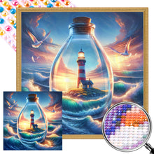 Load image into Gallery viewer, AB Diamond Painting - Full Round - Sea lighthouse drifting bottle (40*40CM)
