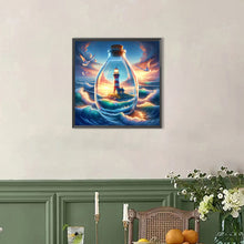 Load image into Gallery viewer, AB Diamond Painting - Full Round - Sea lighthouse drifting bottle (40*40CM)
