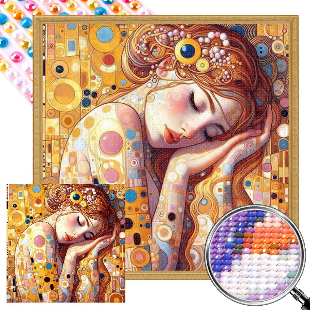 AB Diamond Painting - Full Round - Golden art girl (40*40CM)