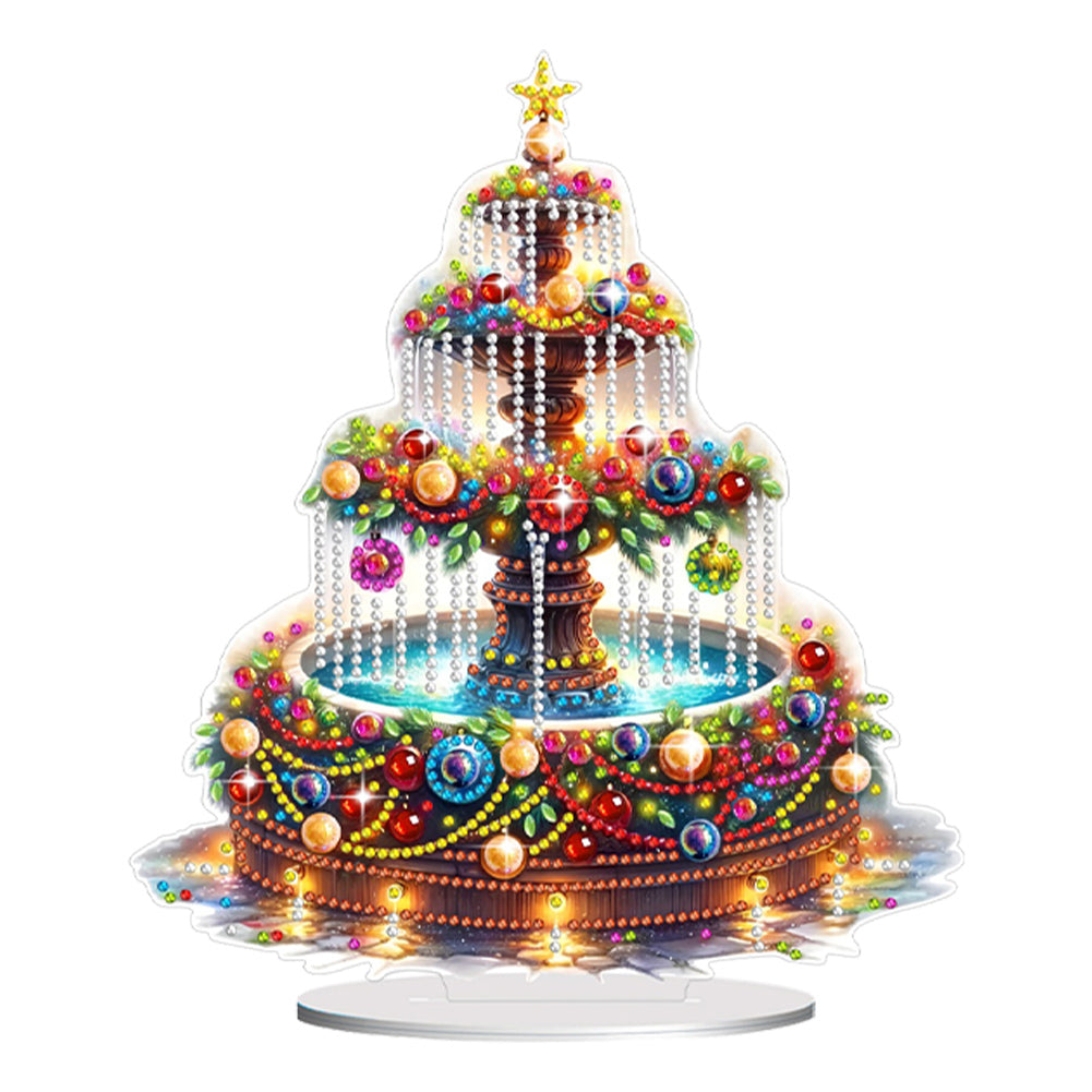 Christmas Fountain 5D DIY Diamond Art Tabletop Decorations for Home Office Decor