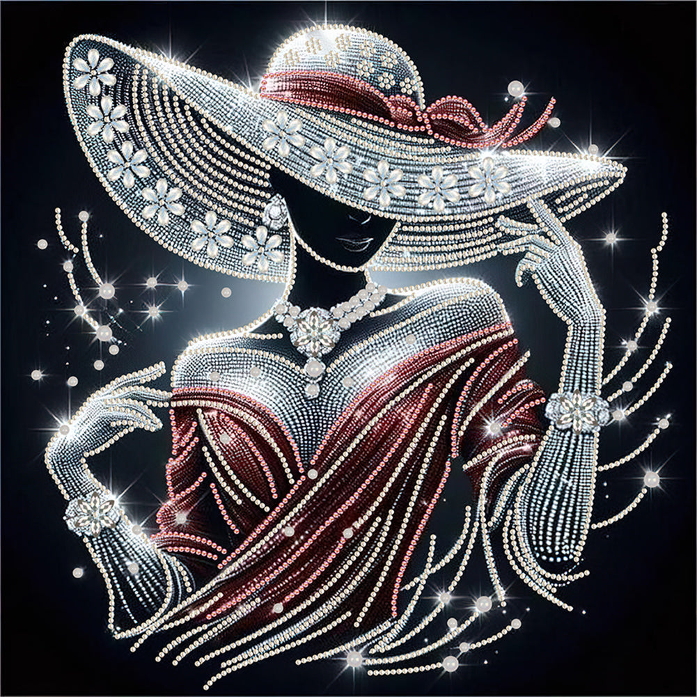 Diamond Painting - Partial Special Shaped - Elegant lady (40*40CM)