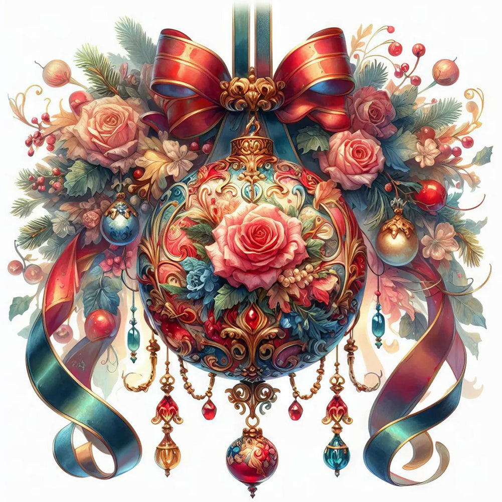 Diamond Painting - Full Round - Christmas rose red ball (40*40CM)
