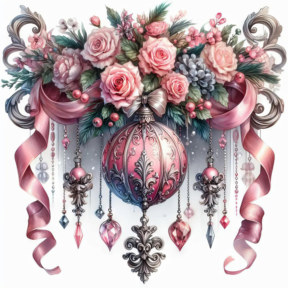 Diamond Painting - Full Round - Christmas ribbon pink ball (40*40CM)