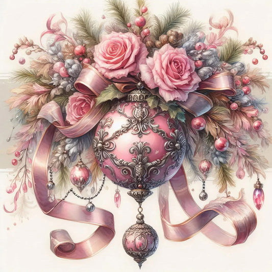 Diamond Painting - Full Round - Christmas pink rose ball (40*40CM)