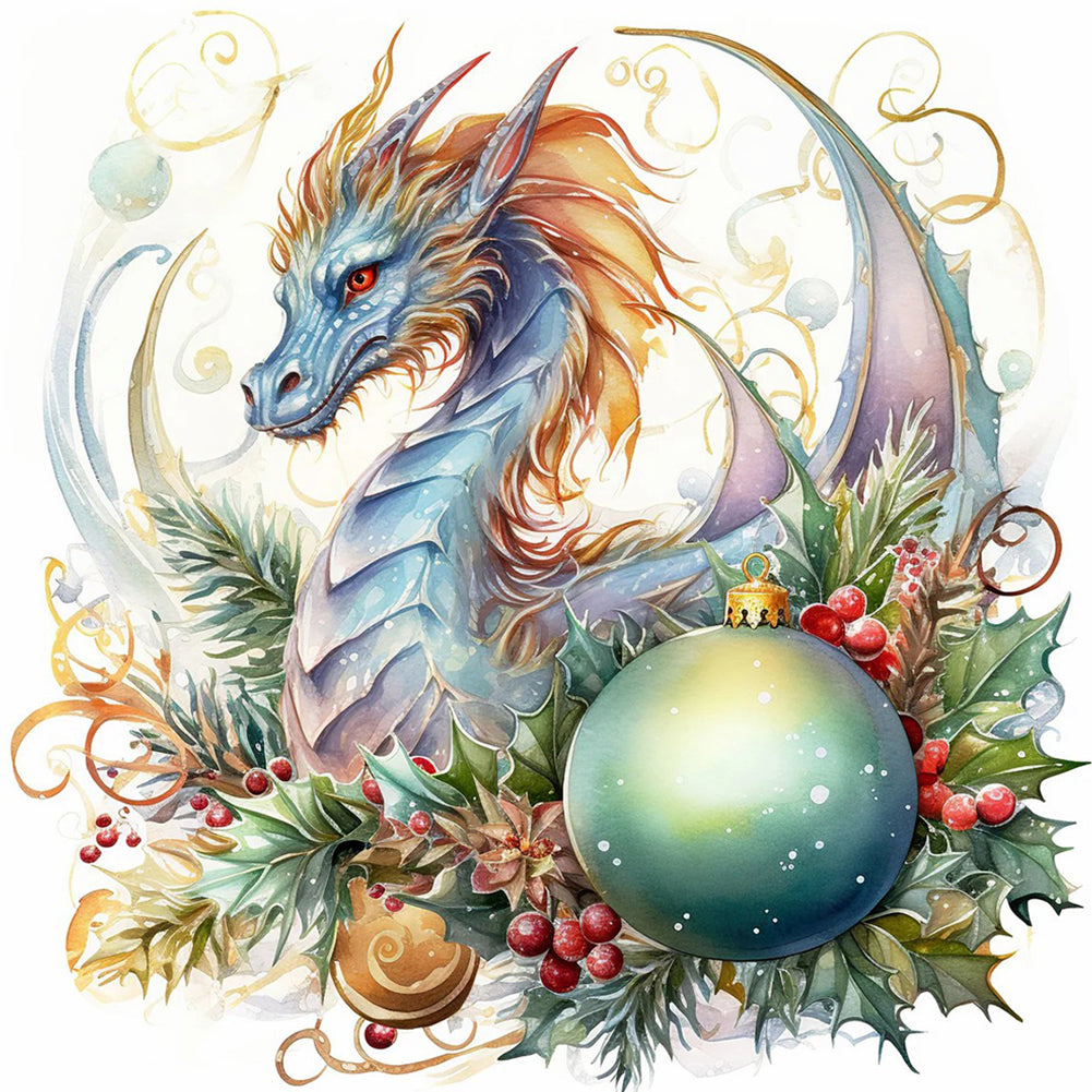 Diamond Painting - Full Round - Christmas flying dragon (40*40CM)