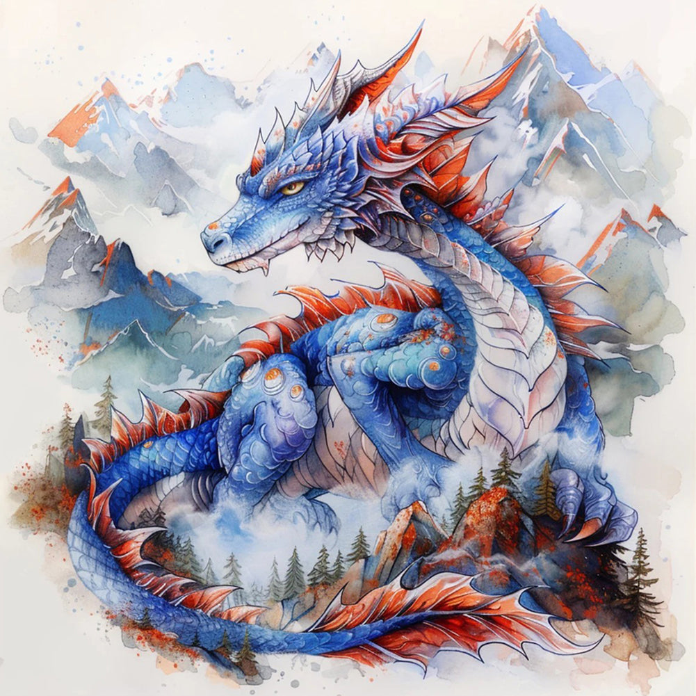 Diamond Painting - Full Round - Mountain blue dragon (40*40CM)