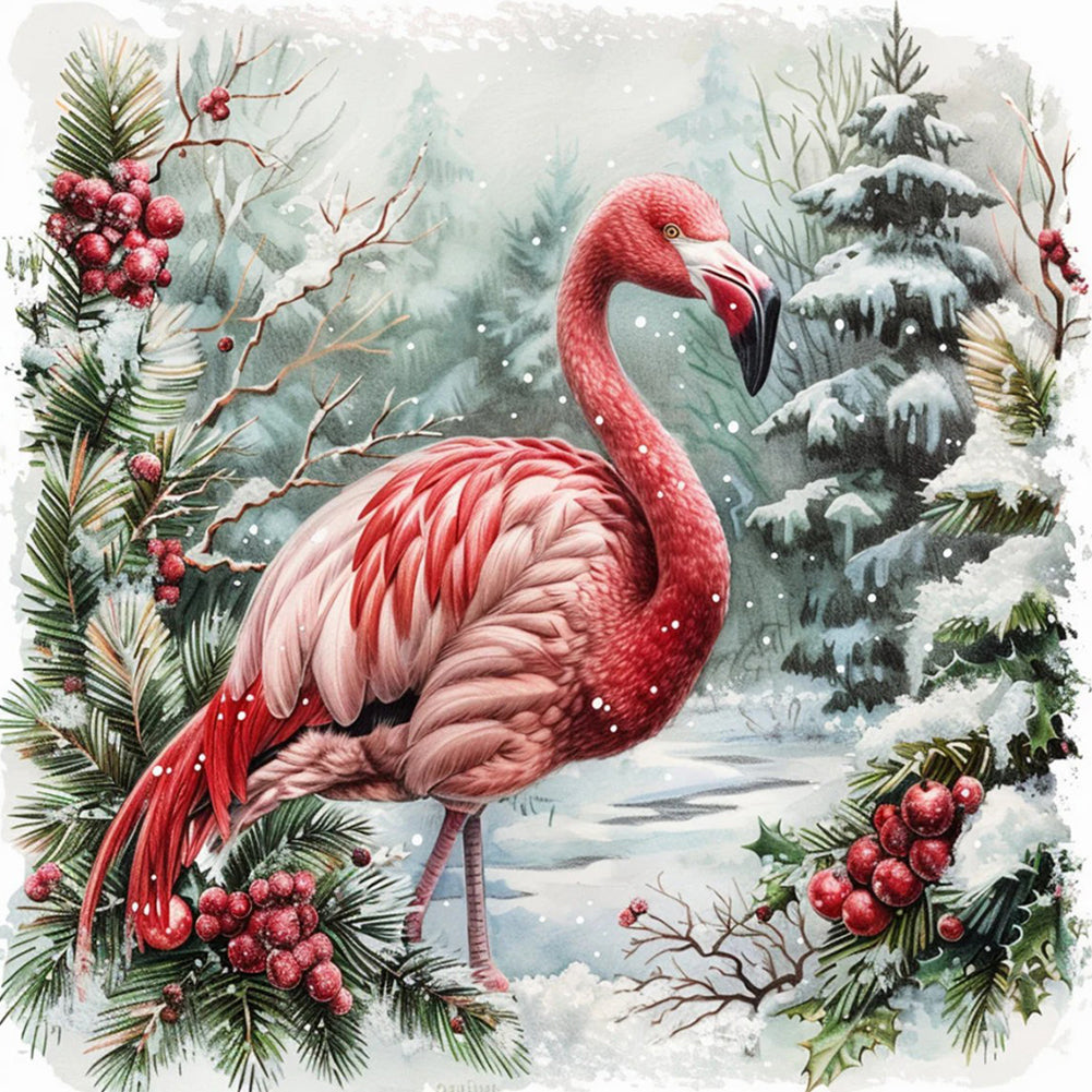 Diamond Painting - Full Round - Christmas flamingo (40*40CM)