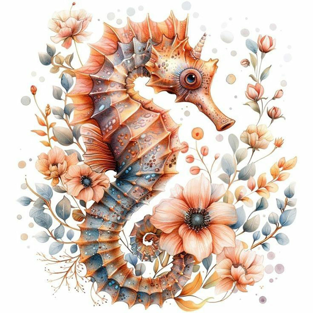 Diamond Painting - Full Round - Seahorse in the flower field (40*40CM)