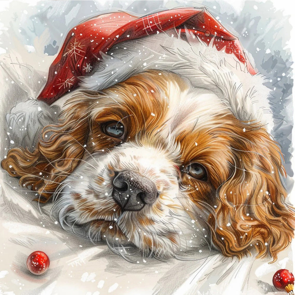 Diamond Painting - Full Round - Christmas cocker spaniel (40*40CM)