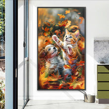 Load image into Gallery viewer, Diamond Painting - Full Round - Autumn maple leaf cat and dog (40*70CM)
