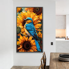 Load image into Gallery viewer, Diamond Painting - Full Round - Blue tit in sunflower (40*70CM)
