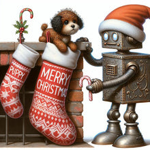 Load image into Gallery viewer, Diamond Painting - Full Round - Christmas robot and dog (50*50CM)
