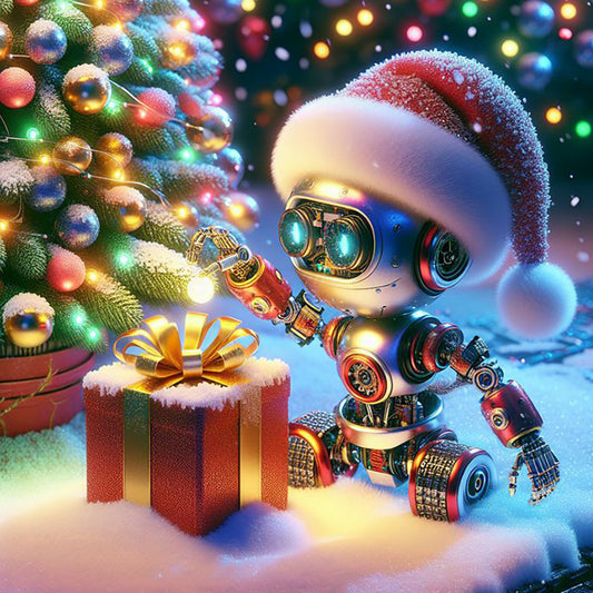 Diamond Painting - Full Round - Christmas gift and small robot (50*50CM)