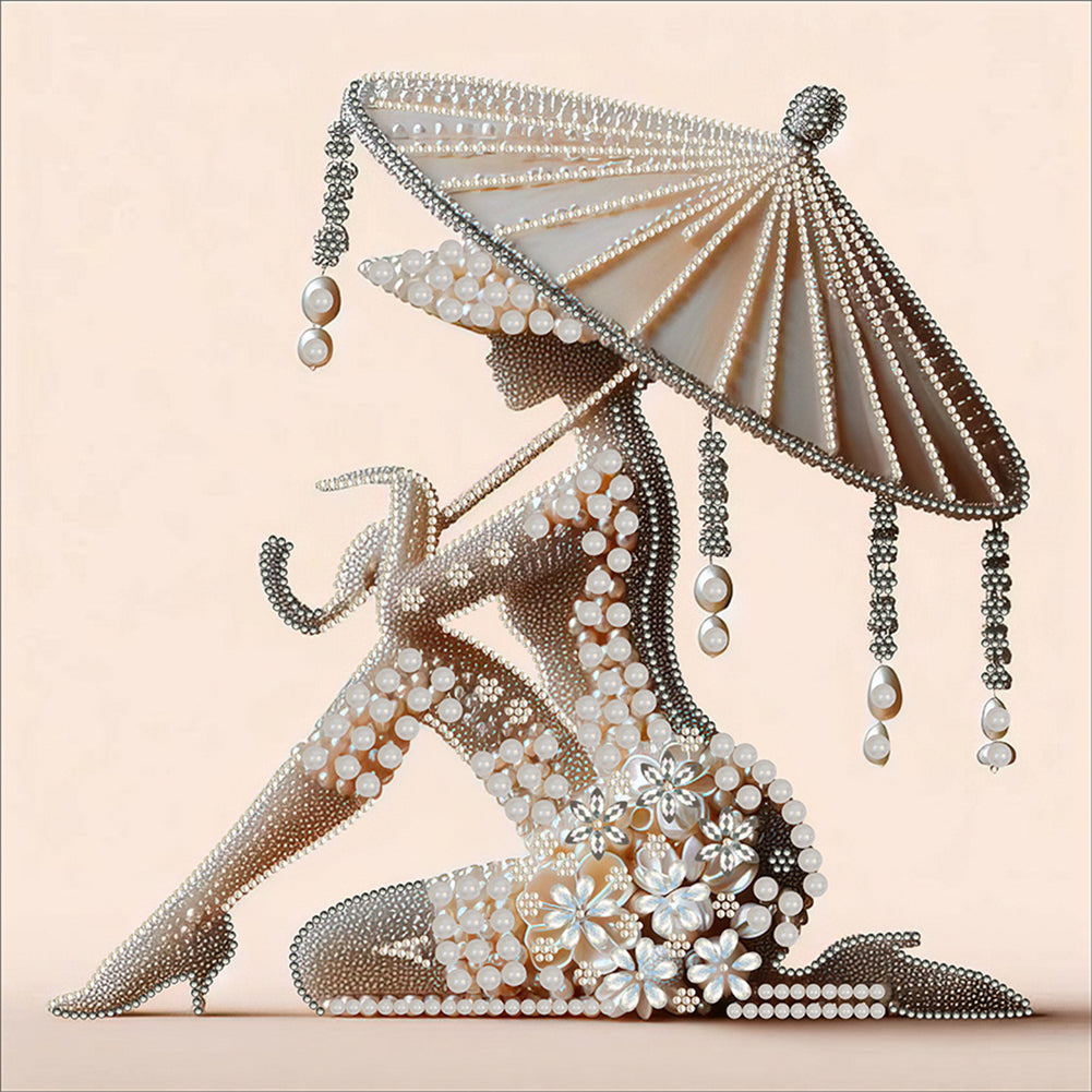 Diamond Painting - Partial Special Shaped - Elegant lady with pearls (40*40CM)