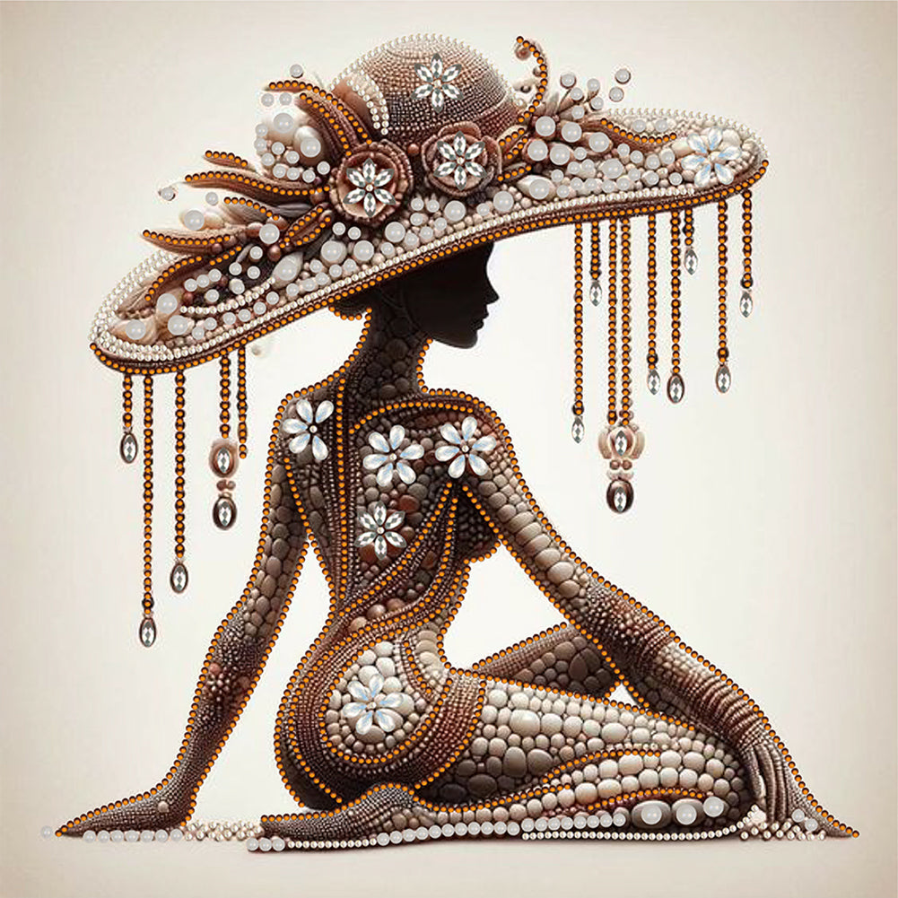 Diamond Painting - Partial Special Shaped - Elegant lady with pearls (40*40CM)