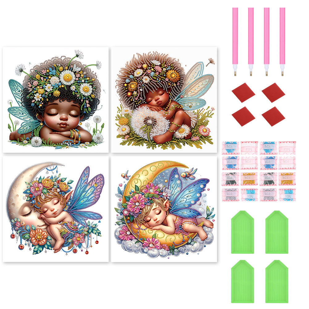 4Pcs Partial Special Diamond Painting Set - Angel child (30*30CM)