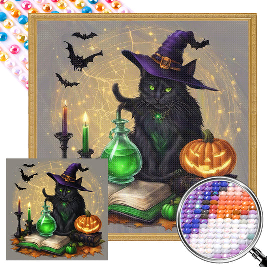 AB Diamond Painting - Full Round - Magic black cat (40*40CM)
