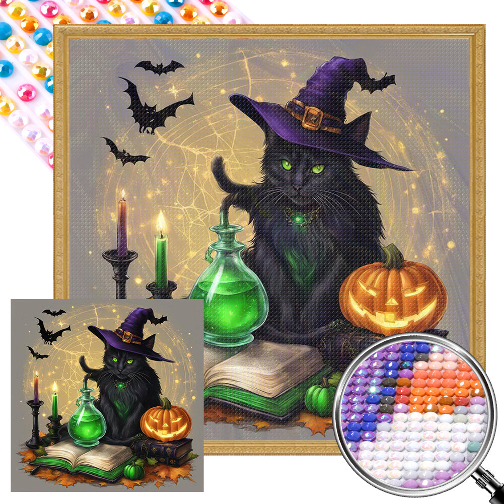 AB Diamond Painting - Full Round - Magic black cat (40*40CM)
