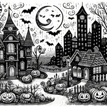Load image into Gallery viewer, Diamond Painting - Full Round - Black and white Halloween night (40*40CM)
