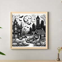 Load image into Gallery viewer, Diamond Painting - Full Round - Black and white Halloween night (40*40CM)
