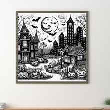 Load image into Gallery viewer, Diamond Painting - Full Round - Black and white Halloween night (40*40CM)
