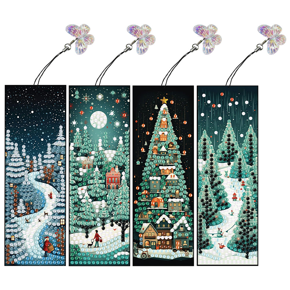 4Pcs Special Shaped Christmas Animal Diamond Painting Bookmark for Reading Lover