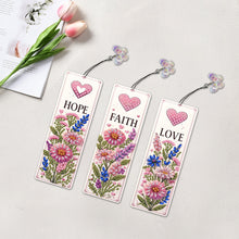 Load image into Gallery viewer, 3Pcs Special Shaped Flowers Diamond Painting Bookmark Making Kit for Home Office
