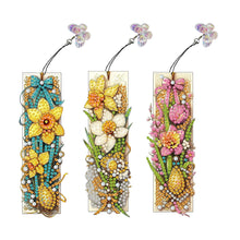 Load image into Gallery viewer, 3Pcs Special Shaped Flowers Diamond Painting Bookmark Making Kit for Home Office
