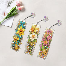 Load image into Gallery viewer, 3Pcs Special Shaped Flowers Diamond Painting Bookmark Making Kit for Home Office
