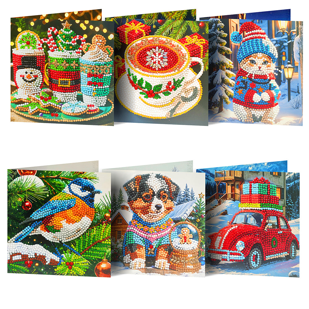 6Pcs Christmas Special Shape Birds DIY Diamond Painting Card Car for Adults Kids