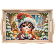 Load image into Gallery viewer, Wooden Christmas Rabbit 5D Diamond Painting Tray Art Craft for Desk Coffee Table

