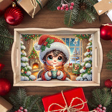 Load image into Gallery viewer, Wooden Christmas Rabbit 5D Diamond Painting Tray Art Craft for Desk Coffee Table
