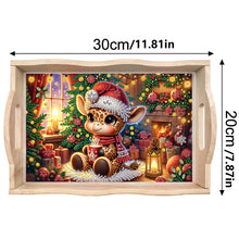 Load image into Gallery viewer, Wooden Christmas Rabbit 5D Diamond Painting Tray Art Craft for Desk Coffee Table
