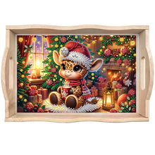 Load image into Gallery viewer, Wooden Christmas Rabbit 5D Diamond Painting Tray Art Craft for Desk Coffee Table
