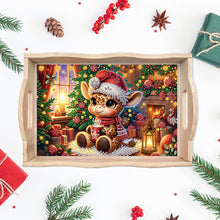 Load image into Gallery viewer, Wooden Christmas Rabbit 5D Diamond Painting Tray Art Craft for Desk Coffee Table
