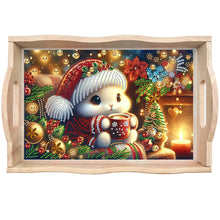 Load image into Gallery viewer, Wooden Christmas Rabbit 5D Diamond Painting Tray Art Craft for Desk Coffee Table
