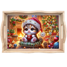 Load image into Gallery viewer, Wooden Christmas Rabbit 5D Diamond Painting Tray Art Craft for Desk Coffee Table
