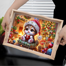 Load image into Gallery viewer, Wooden Christmas Rabbit 5D Diamond Painting Tray Art Craft for Desk Coffee Table
