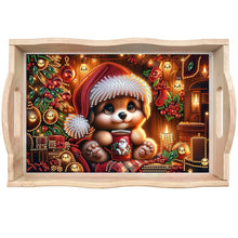 Load image into Gallery viewer, Wooden Christmas Rabbit 5D Diamond Painting Tray Art Craft for Desk Coffee Table
