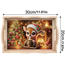 Load image into Gallery viewer, Wooden Christmas Rabbit 5D Diamond Painting Tray Art Craft for Desk Coffee Table
