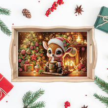 Load image into Gallery viewer, Wooden Christmas Rabbit 5D Diamond Painting Tray Art Craft for Desk Coffee Table
