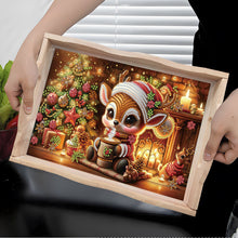 Load image into Gallery viewer, Wooden Christmas Rabbit 5D Diamond Painting Tray Art Craft for Desk Coffee Table
