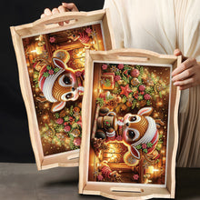 Load image into Gallery viewer, Wooden Christmas Rabbit 5D Diamond Painting Tray Art Craft for Desk Coffee Table
