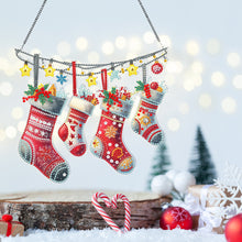 Load image into Gallery viewer, Acrylic Christmas Socks Diamond Painting Hanging Pendant for Garden Window Decor
