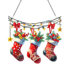 Load image into Gallery viewer, Acrylic Christmas Socks Diamond Painting Hanging Pendant for Garden Window Decor
