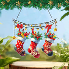 Load image into Gallery viewer, Acrylic Christmas Socks Diamond Painting Hanging Pendant for Garden Window Decor
