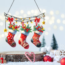 Load image into Gallery viewer, Acrylic Christmas Socks Diamond Painting Hanging Pendant for Garden Window Decor

