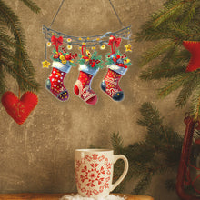Load image into Gallery viewer, Acrylic Christmas Socks Diamond Painting Hanging Pendant for Garden Window Decor

